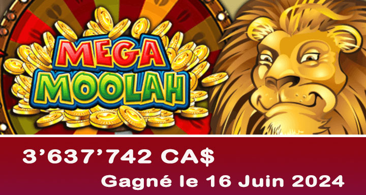 Mega Moolah gagnant chez Grand Mondial Casino au Canada